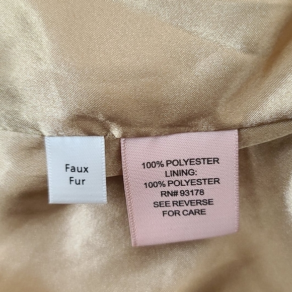 Philosophy Faux Fur Vest Cardigan Jacket Size Large Brown Satin Tan - Picture 6 of 8